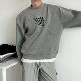 Hearujoy Mens Y2k Street Square Printed Casual Long-Sleeved Sweatshirt Genderless Autumn Winter Round Neck Fashion Versatile Top Unisex